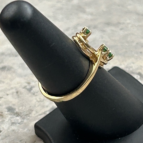 Vintage Multi Emerald Ring, Gold Plated Pure Silver Ring, Size 6 3/4 - Picture 2 of 9